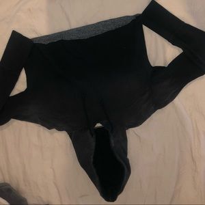 Black crop top hoodie.